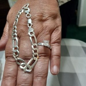 Platinum Plated Silver band with cubic zirconia di